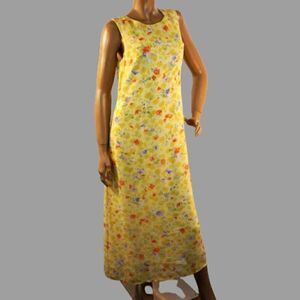 Vintage Amorose 1970s Maxi Dress Floral Sleeveless Chiffon Sz Petite S USA Made